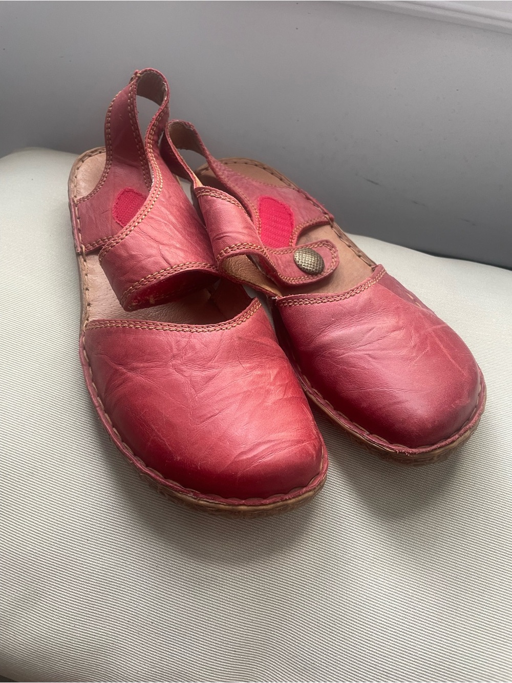 Josef Seibel Red Leather Slingback Clogs